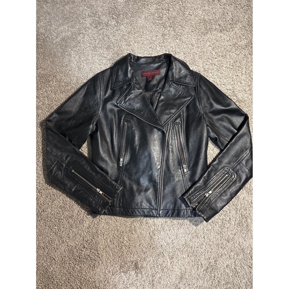 Margaret Godfrey Black Genuine Leather Moto Jacket Style 9324 Size 8